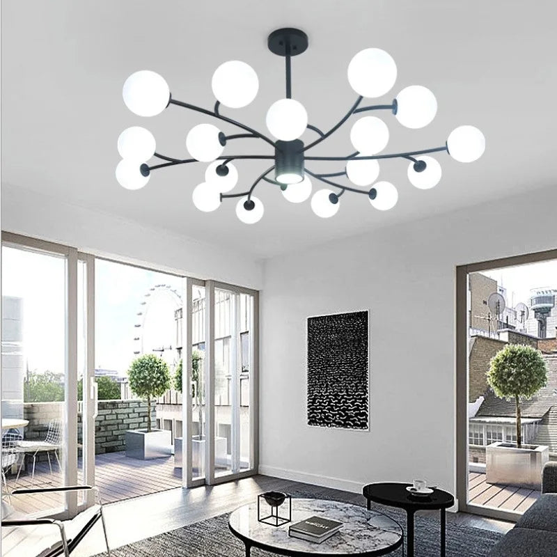 lustre nordique en forme de branche pour éclairage intérieur minimaliste