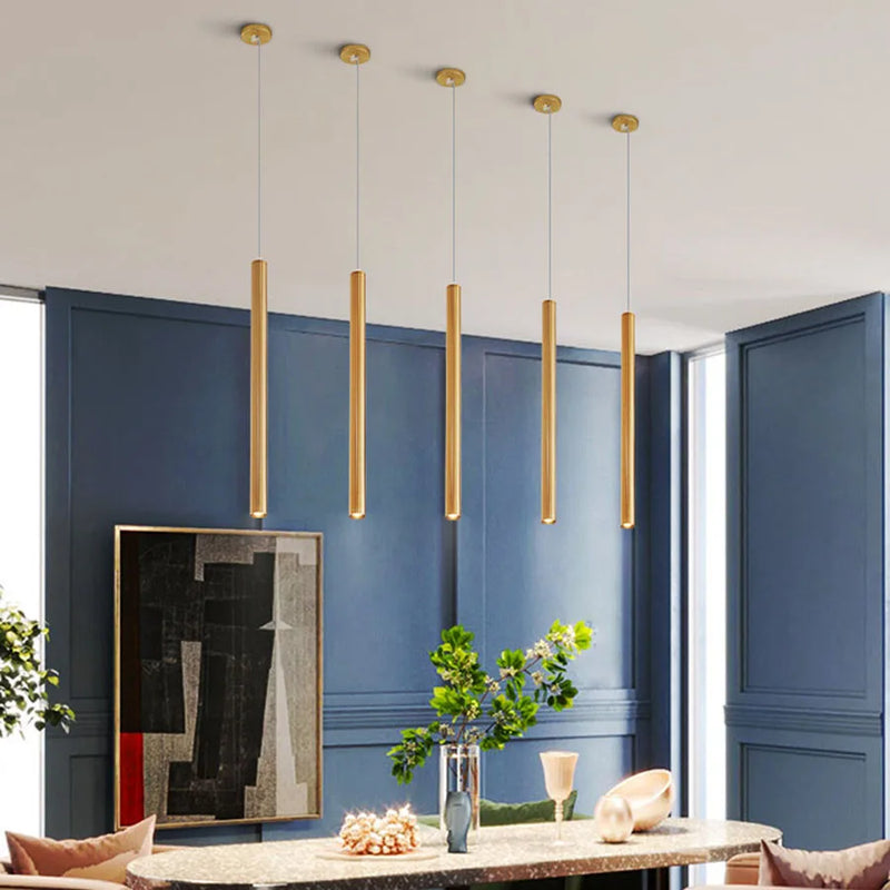 suspension tube led design moderne pour cuisine et bar