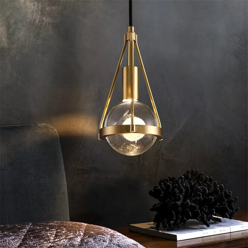 lampe suspendue moderne en cristal de cuivre idéale pour restaurant ou bar