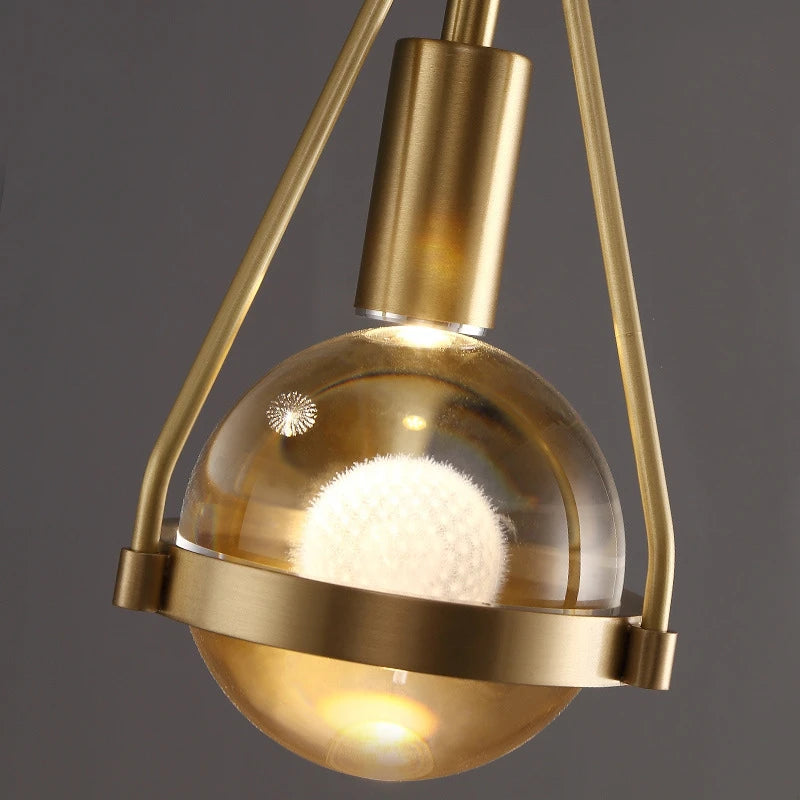 "suspension luminaire loft led en cuivre cristal nordique"