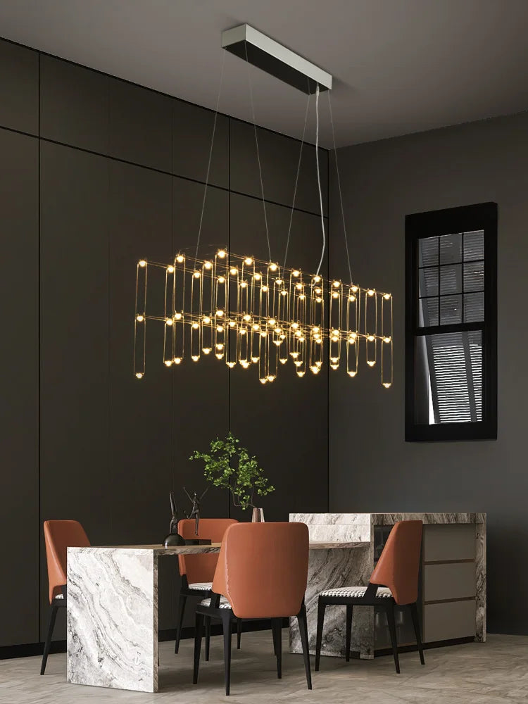 lustre moderne minimaliste créatif gypsophile luciole cube barre longue