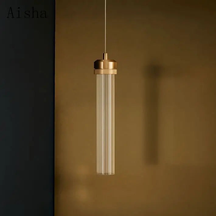 suspension en verre rayé design nordique créatif pour éclairage moderne