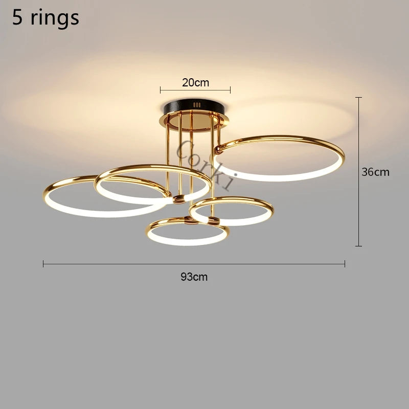 lustre led postmoderne à anneau pour décoration nordique moderne
