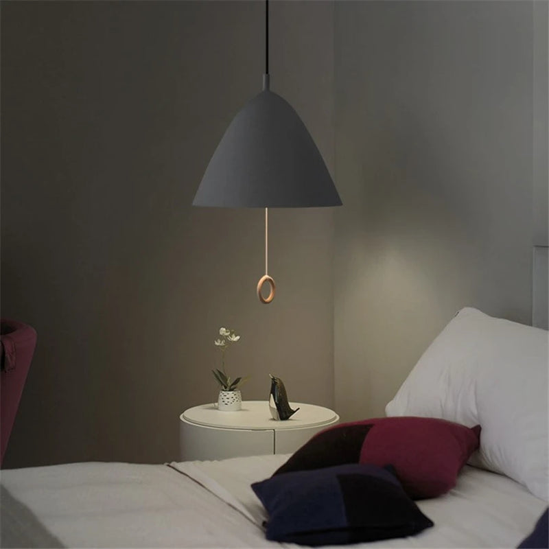 lampe suspendue design simple macaron avec interrupteur à tirer