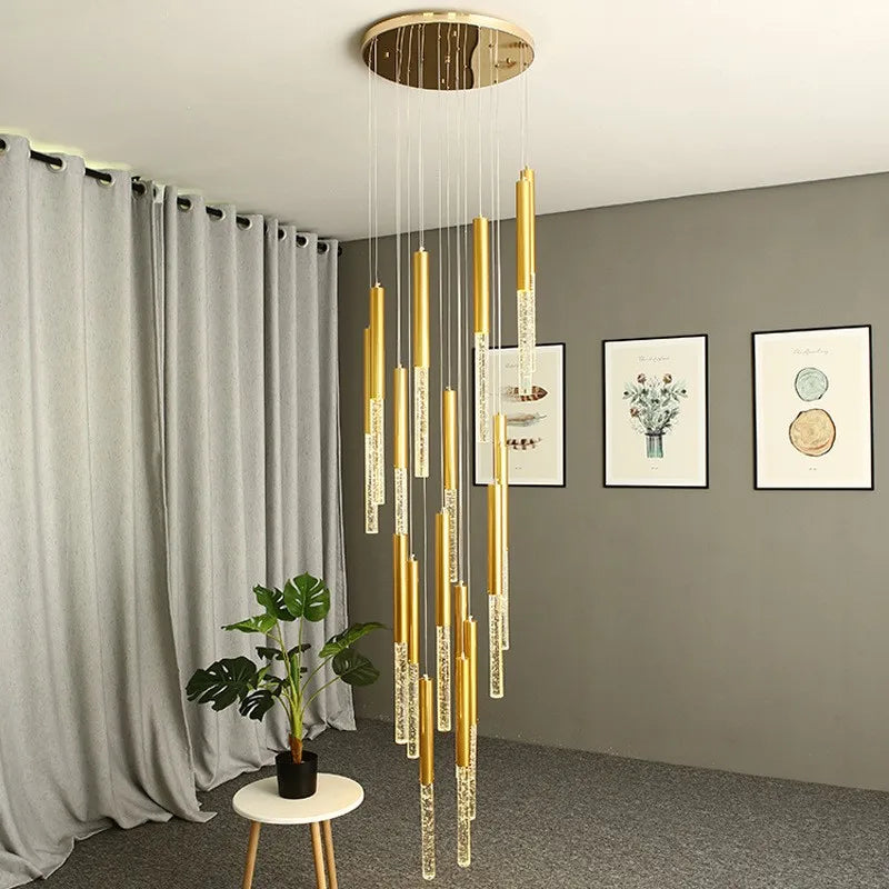 lustre moderne de luxe en cristal pour villa duplex nordique