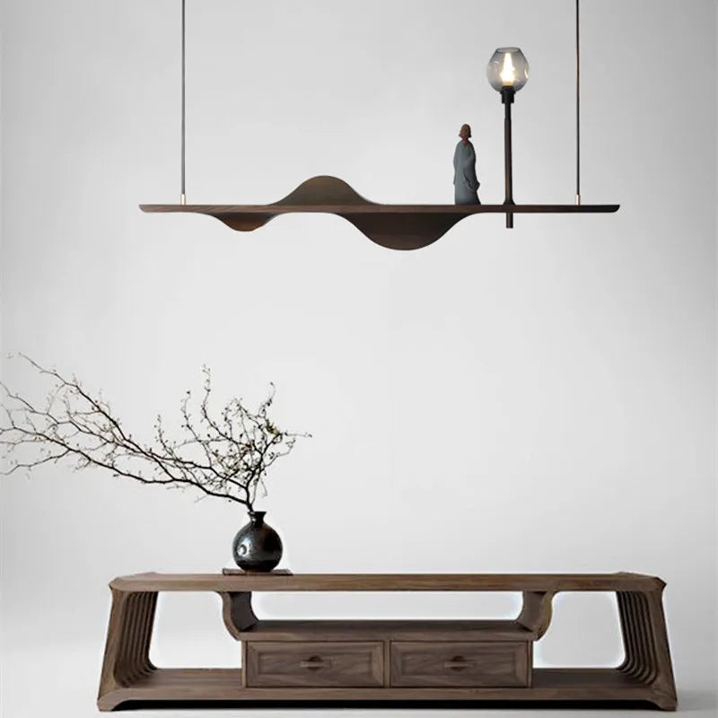 suspension en bois massif style moderne zen pour éclairage créatif