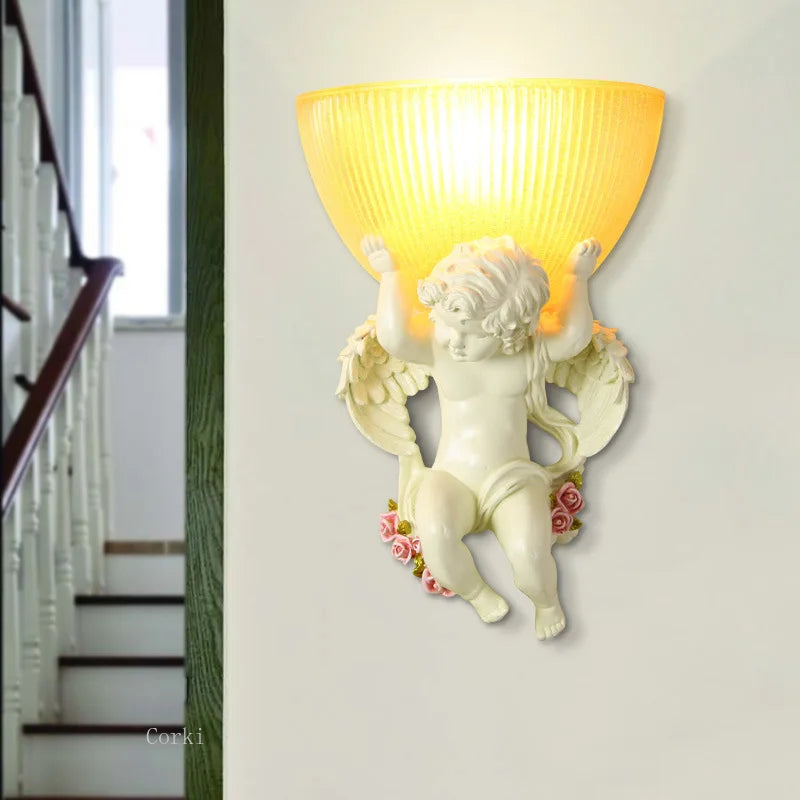 applique murale en résine d'art européen ange led