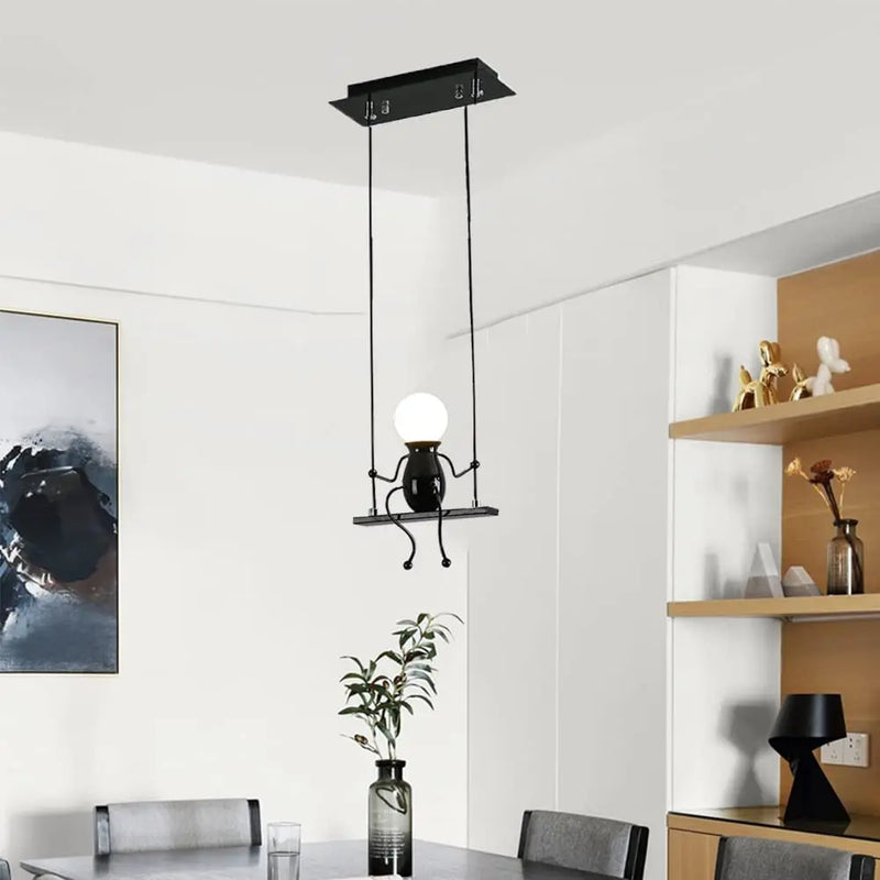 Créatif petit homme lustre dessin animé poupée lustre balançoire suspension Led plafonnier maison salon décoration E27