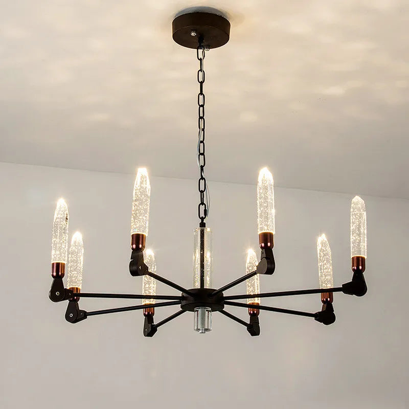 lustre nordique créatif en fer et cristal moderne