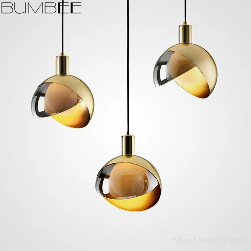 lustre boule de luxe nordique en galvanoplastie suspension post-moderne