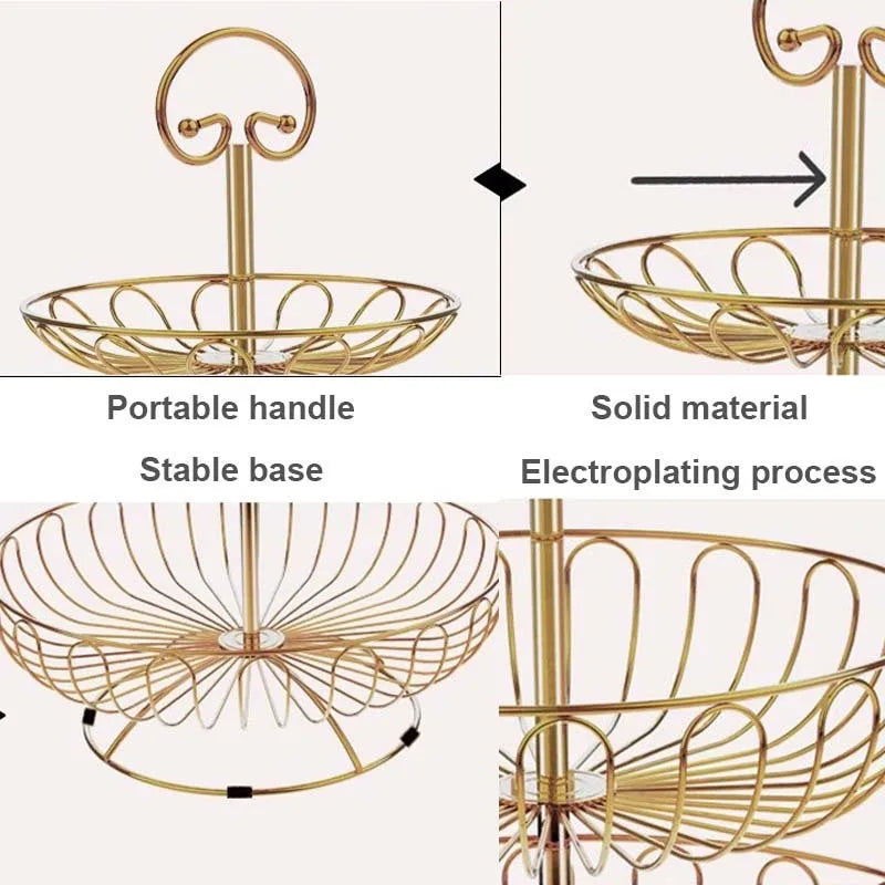 panier à fruits en fer à trois niveaux décoratif et pratique
