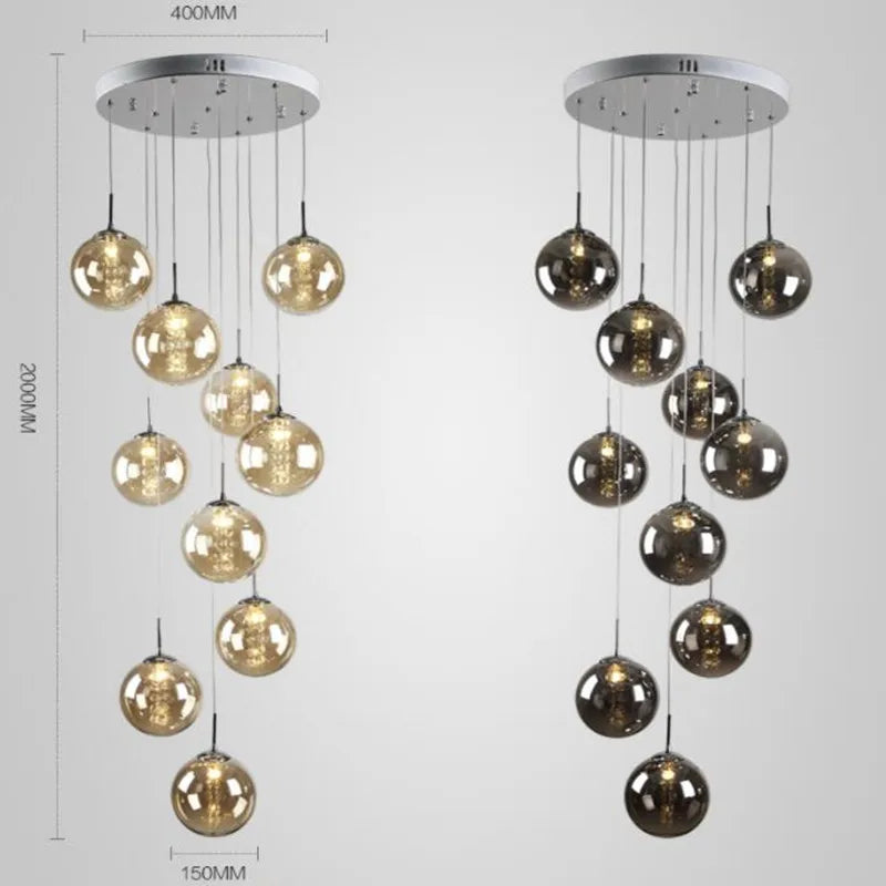 suspension en verre design pour escalier moderne à LED