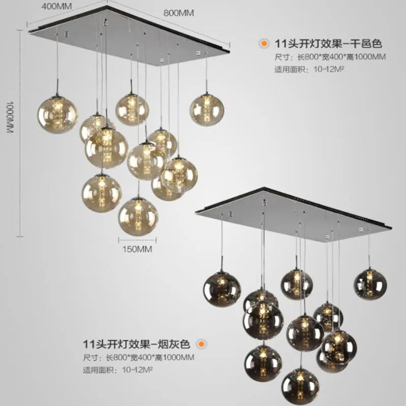 suspension en verre design pour escalier moderne à LED