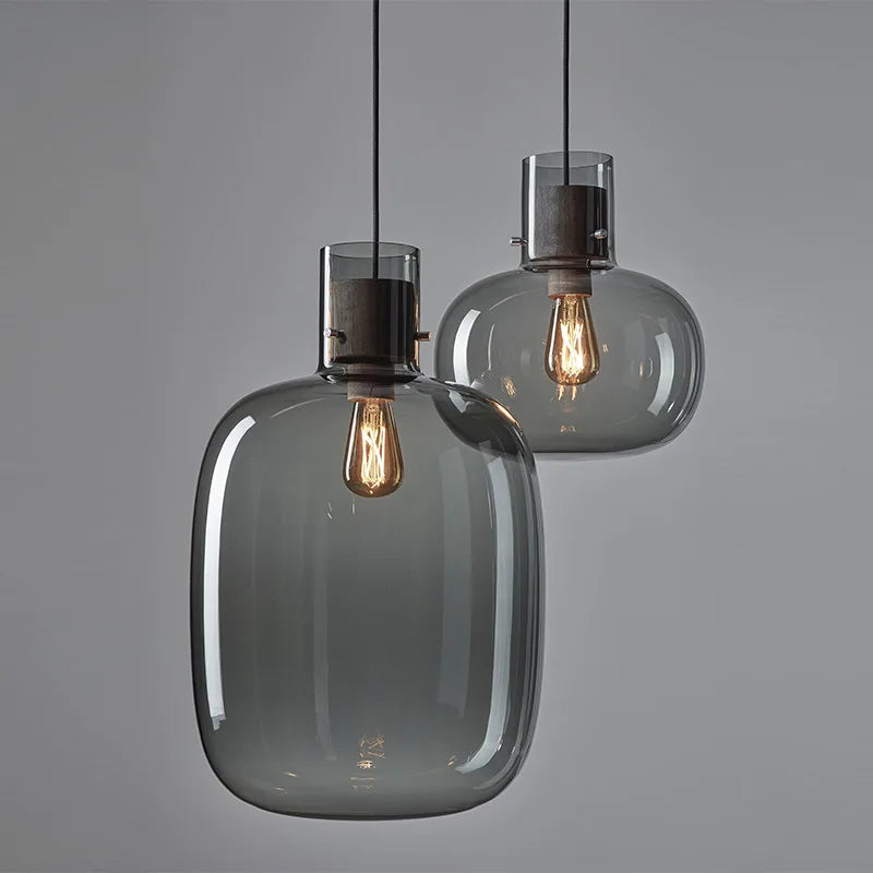 suspension minimaliste moderne en verre fumé pour intérieur