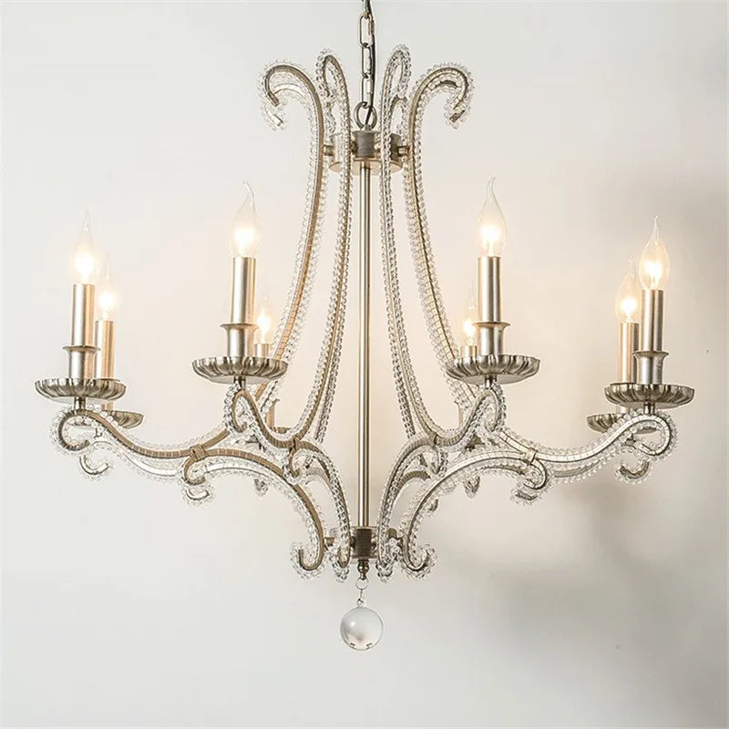 lustre en métal coulé rétro pour éclairage intérieur en fer forgé