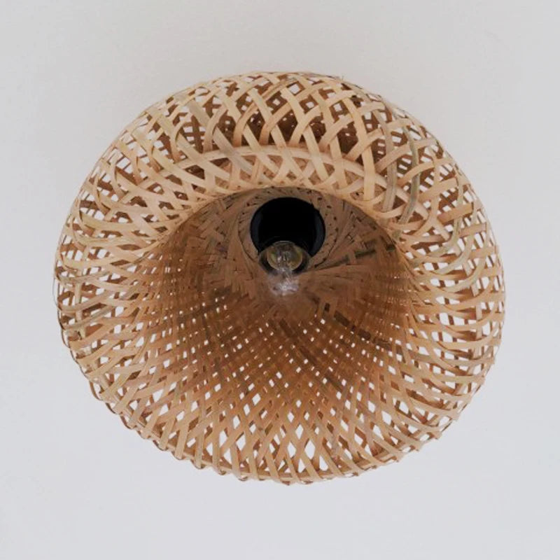 plafonnier rétro style chinois fait main tissage bambou créatif