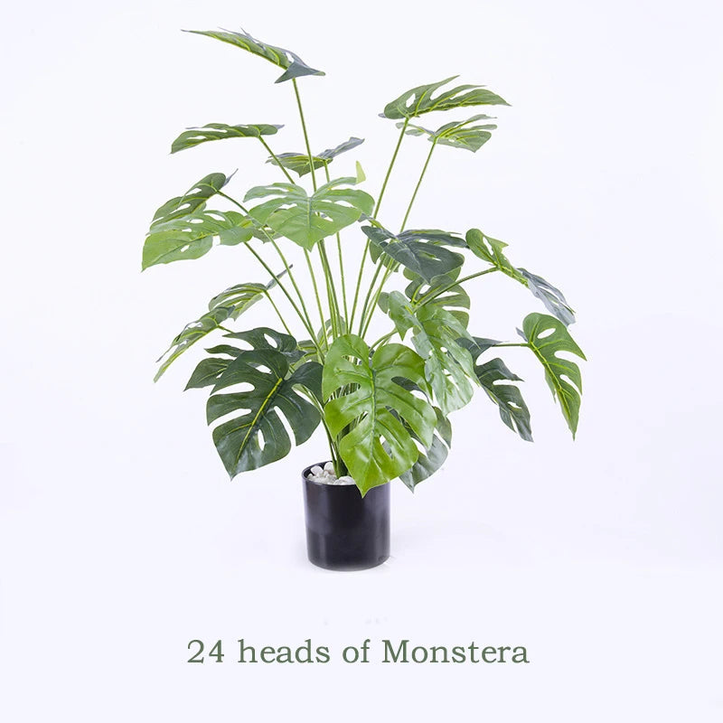 plantes monstera artificielles pour décoration tropicale et festive