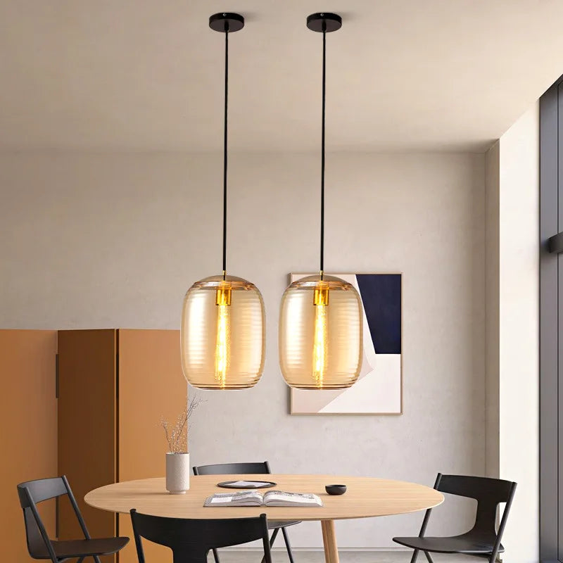 lustre en verre moderne led minimaliste luminaire suspendu art