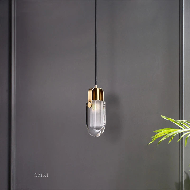 suspension moderne en cristal avec éclairage led décoratif