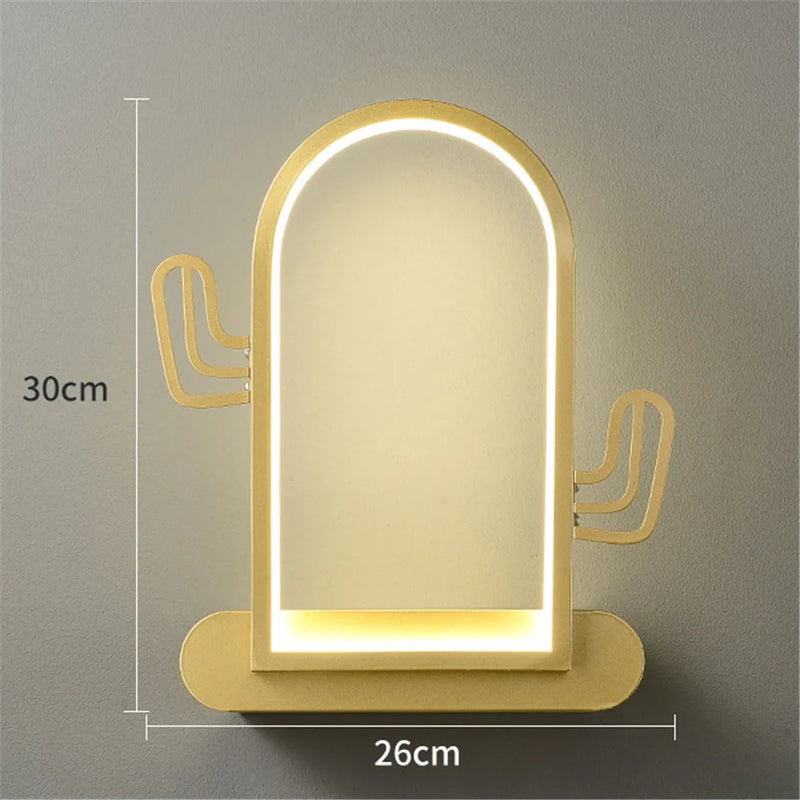 étagère métallique coeur nordique avec lampe led murale pour enfants