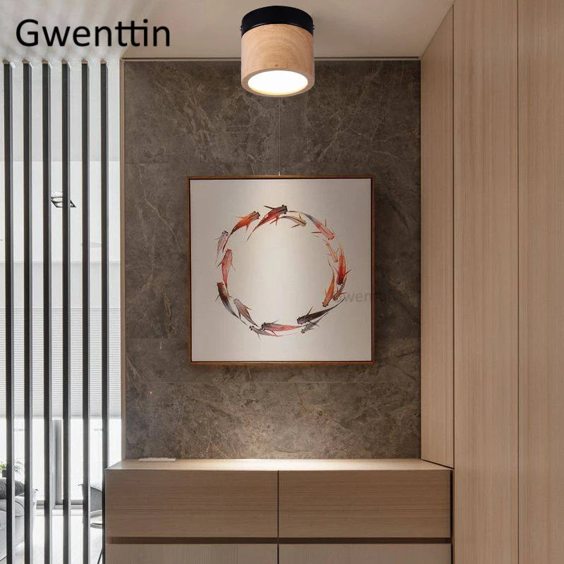 plafonnier à led en bois nordique moderne pour intérieur design