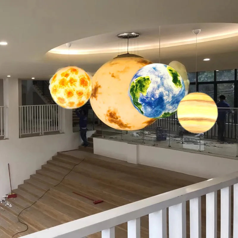 lustre moderne acrylique en forme de planète et lune