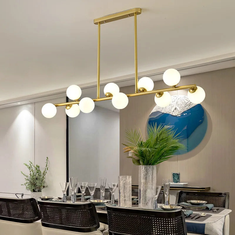 2024Modern LED Chandelier Black and Gold Long Glass Ball Chandeliers for Living Room Dinning Room Lustre,Samsarah Lighting