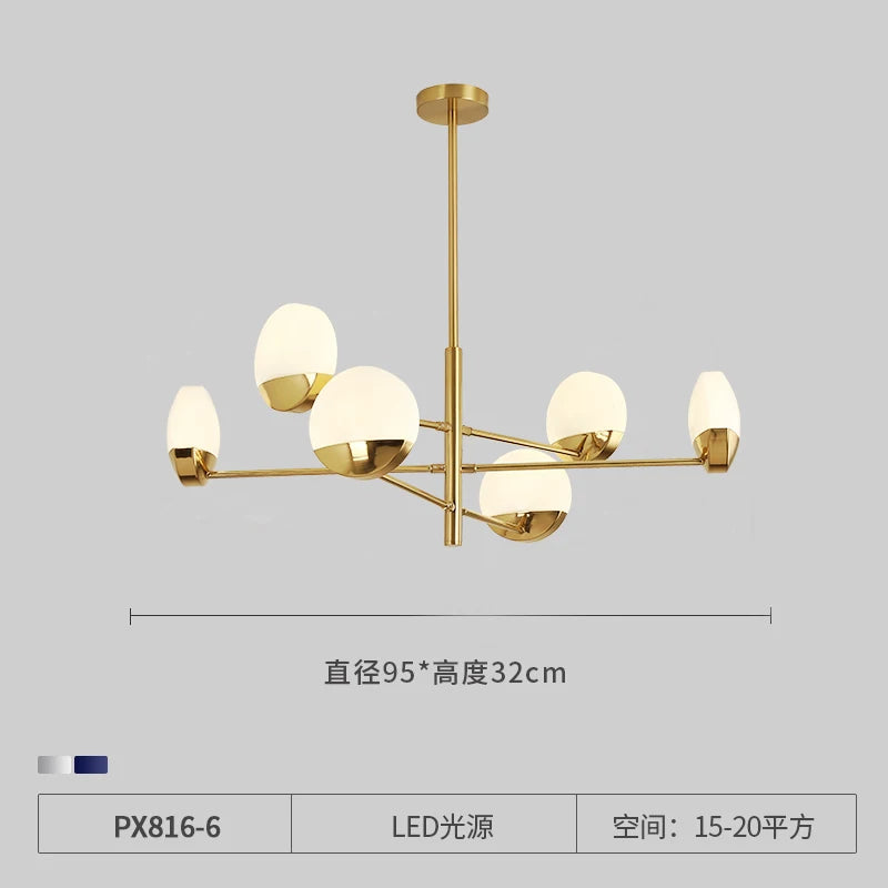 lustre moderne en verre à LED design créatif pour intérieur élégant