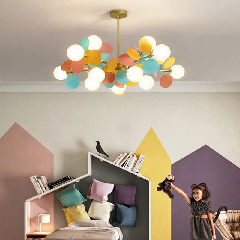 lustre enfant fleurs multicolores suspension décorative