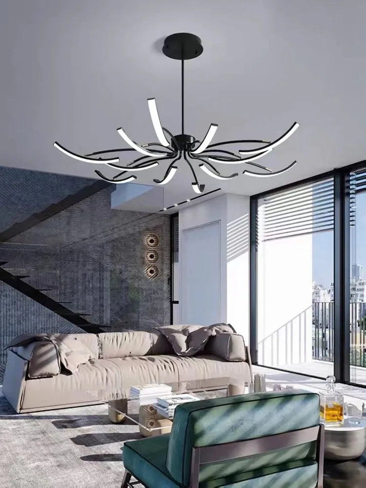 lustre nordique de luxe led design créatif atmosphérique villa