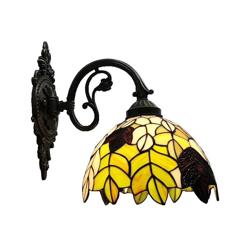 Tiffany Wall Lamp 8 Inch Leaf Glass Mirror Front Lamp Bedroom Bedside, Balcony, Corridor, Hotel, Restaurant Alloy Siding