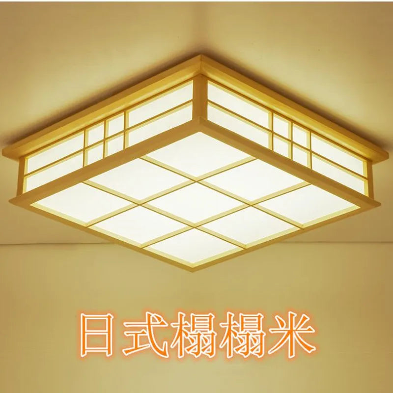 plafonnier japonais en bois à LED pour éclairage élégant