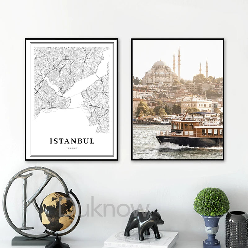 carte d'istanbul photographie paysage art mural moderne