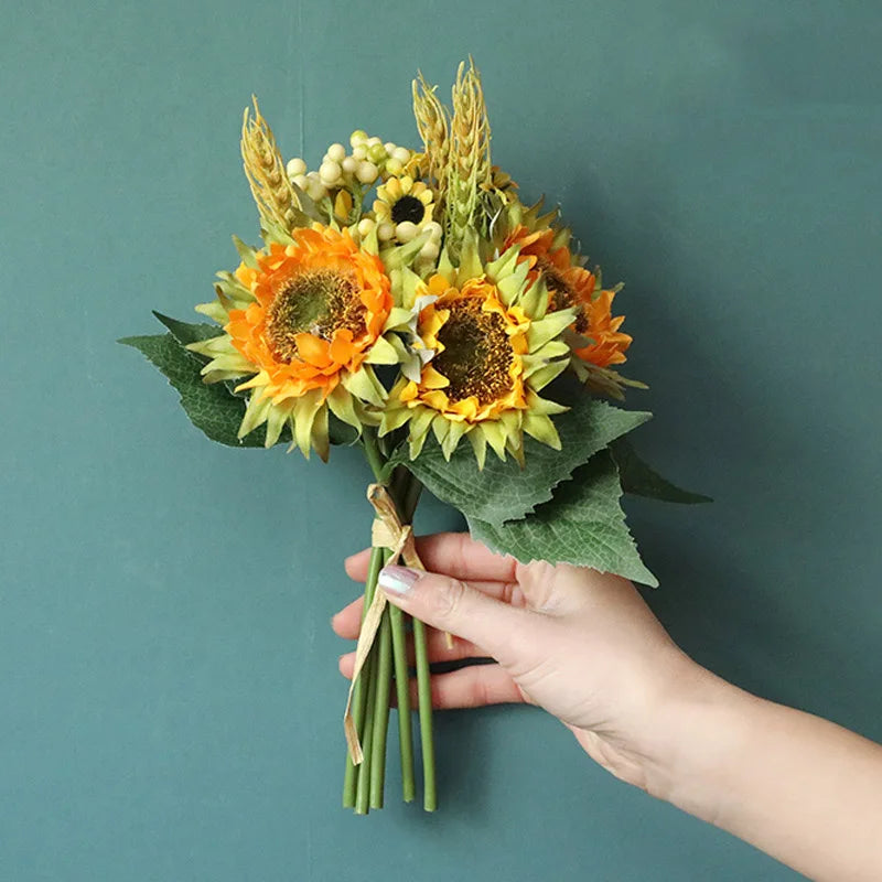 bouquet de tournesols artificiels pour mariage et décoration florale