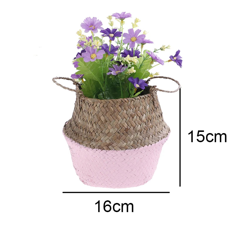 panier pliable en rotin pour rangement fleurs et accessoires