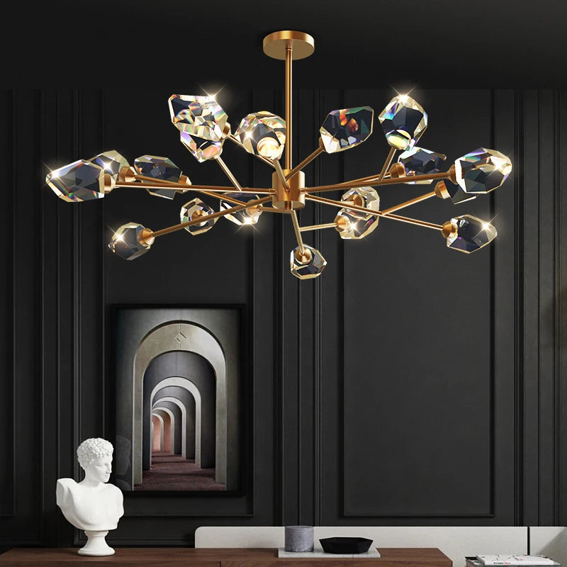 lustre spoutnik design moderne pour décoration intérieure en cristal