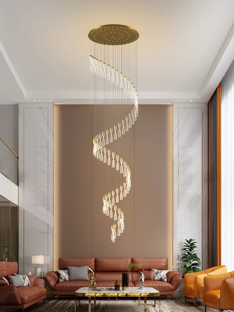 lampe longue moderne design spirale pour intérieur hôtel et hall