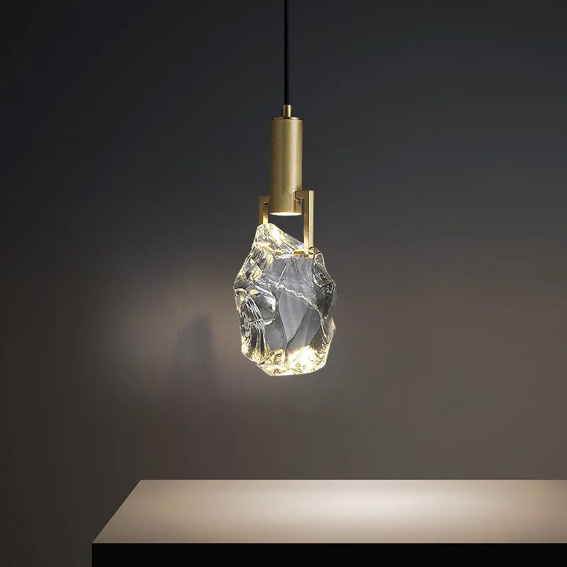lustre moderne minimaliste en cristal et cuivre luxueux
