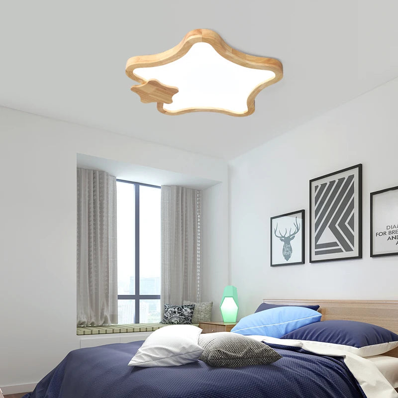 plafonniers minimalistes étoiles en bois décoratifs luminaire monté