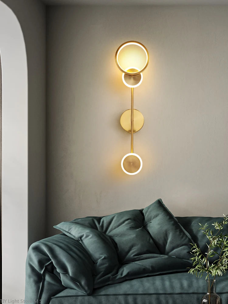 applique murale led nordique moderne en cuivre rond