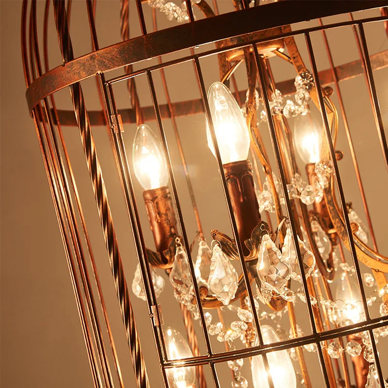 lustre cage oiseau en cristal vintage pour bar restaurant