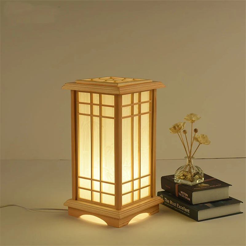 lampadaire tatami japonais moderne en bois massif led