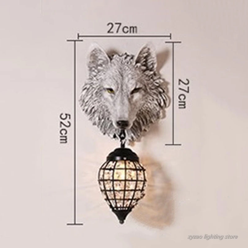 applique murale en résine tête de loup pour décoration intérieure