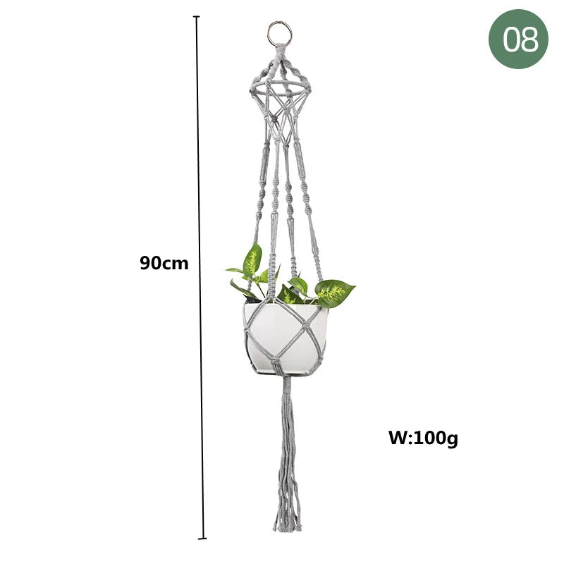 paniers suspendus en macramé pour plantes et décoration