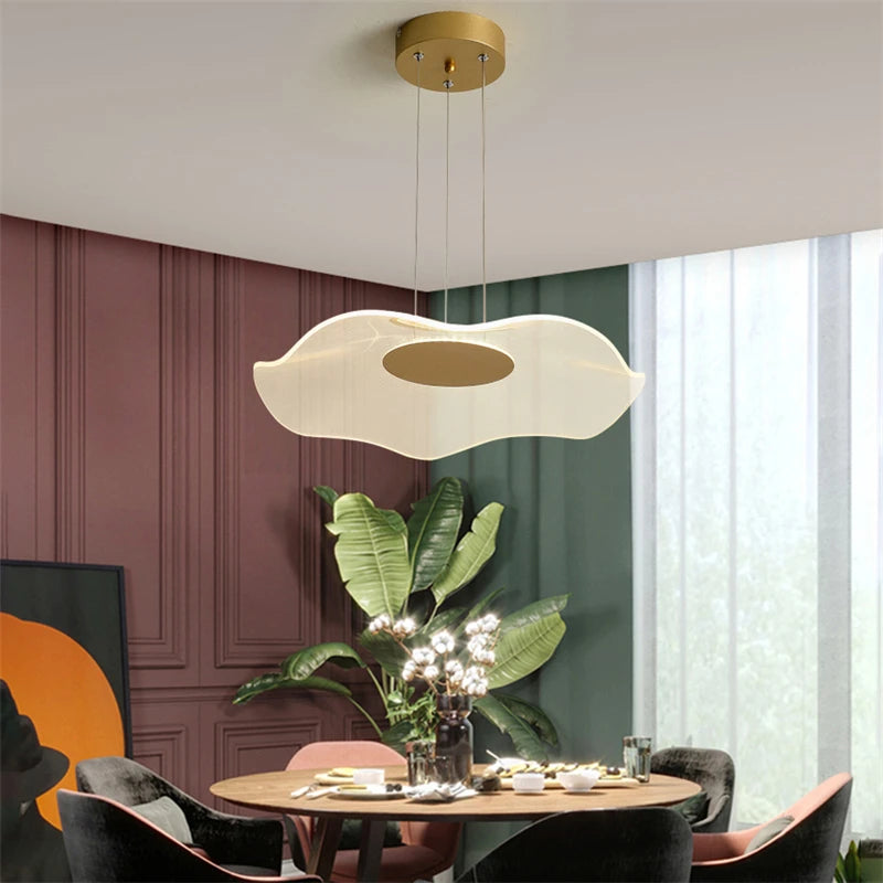 lampe led simple moderne lustre nordique feuille de lotus gradation