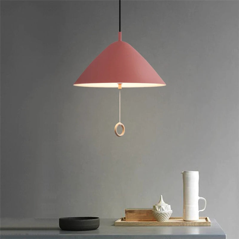 lampe suspendue design simple macaron avec interrupteur à tirer