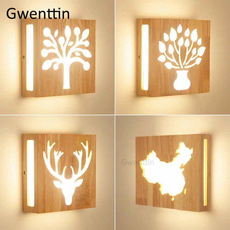 applique murale en bois cerf style nordique pour décoration intérieure