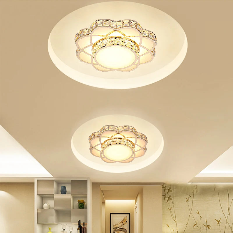 plafonnier led intelligent avec motif de fleur en cristal moderne