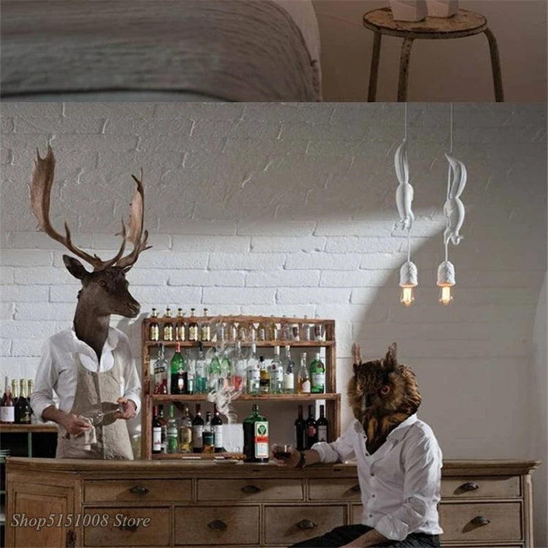lampe suspension résine écureuil nordique led loft décoratif