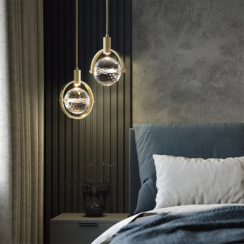 suspension LED en cristal design nordique luxueux